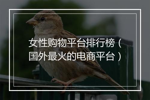 女性购物平台排行榜（国外最火的电商平台）