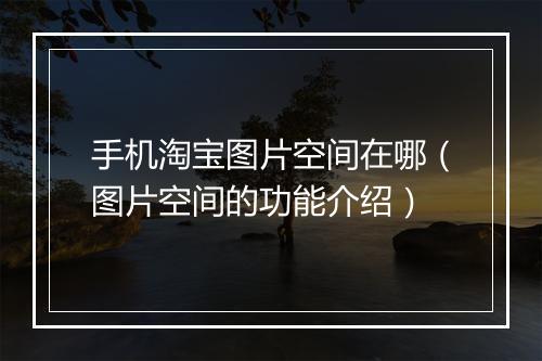手机淘宝图片空间在哪（图片空间的功能介绍）