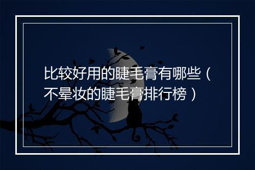 比较好用的睫毛膏有哪些（不晕妆的睫毛膏排行榜）