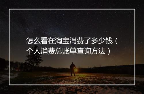 怎么看在淘宝消费了多少钱（个人消费总账单查询方法）