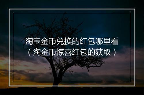 淘宝金币兑换的红包哪里看（淘金币惊喜红包的获取）