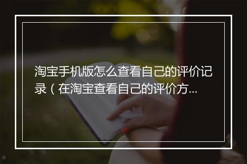 淘宝手机版怎么查看自己的评价记录（在淘宝查看自己的评价方法）