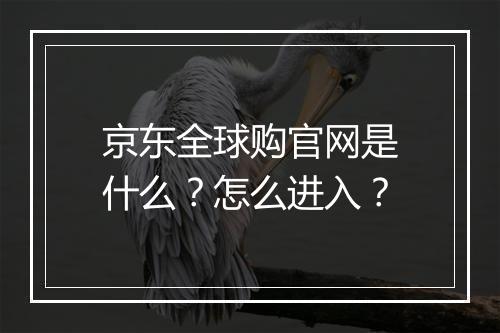 京东全球购官网是什么？怎么进入？