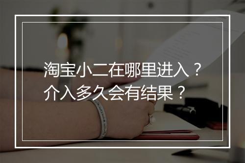 淘宝小二在哪里进入？介入多久会有结果？