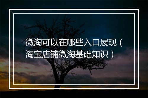 微淘可以在哪些入口展现（淘宝店铺微淘基础知识）