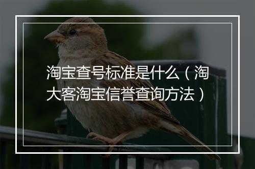 淘宝查号标准是什么（淘大客淘宝信誉查询方法）