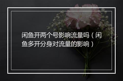 闲鱼开两个号影响流量吗（闲鱼多开分身对流量的影响）