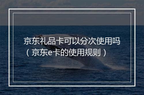 京东礼品卡可以分次使用吗（京东e卡的使用规则）