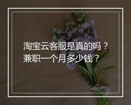 淘宝云客服是真的吗？兼职一个月多少钱？