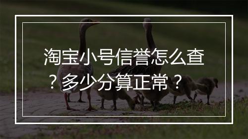 淘宝小号信誉怎么查？多少分算正常？