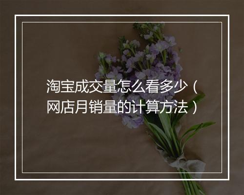 淘宝成交量怎么看多少（网店月销量的计算方法）