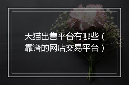 天猫出售平台有哪些（靠谱的网店交易平台）