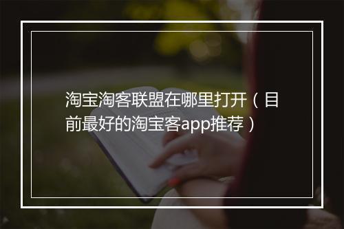 淘宝淘客联盟在哪里打开（目前最好的淘宝客app推荐）