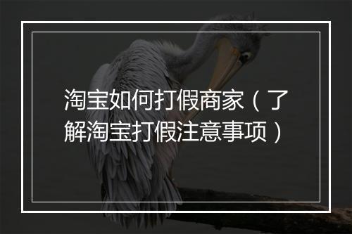 淘宝如何打假商家（了解淘宝打假注意事项）