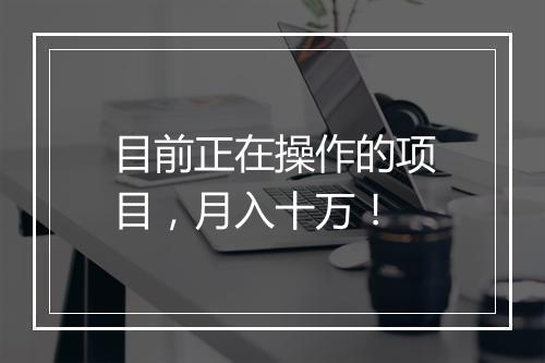 目前正在操作的项目，月入十万！