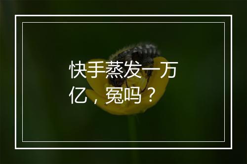 快手蒸发一万亿，冤吗？