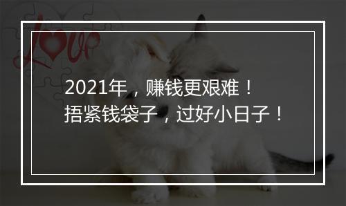 2021年，赚钱更艰难！捂紧钱袋子，过好小日子！