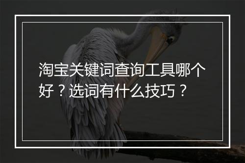 淘宝关键词查询工具哪个好？选词有什么技巧？