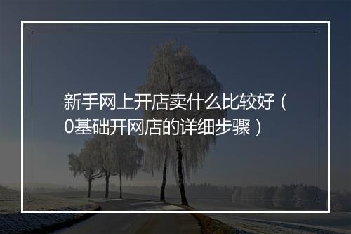 新手网上开店卖什么比较好（0基础开网店的详细步骤）