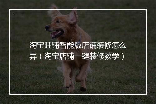 淘宝旺铺智能版店铺装修怎么弄（淘宝店铺一键装修教学）
