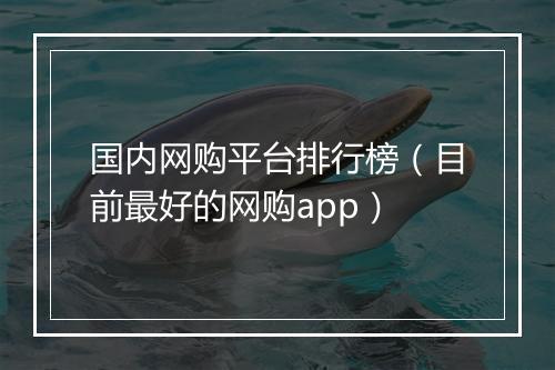 国内网购平台排行榜（目前最好的网购app）