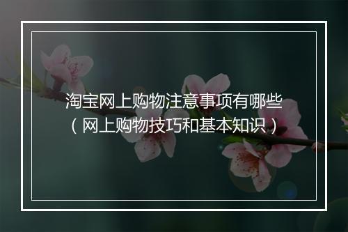 淘宝网上购物注意事项有哪些（网上购物技巧和基本知识）