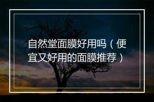 自然堂面膜好用吗（便宜又好用的面膜推荐）