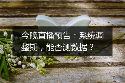 今晚直播预告：系统调整期，能否测数据？