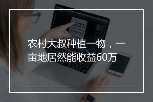 农村大叔种植一物，一亩地居然能收益60万