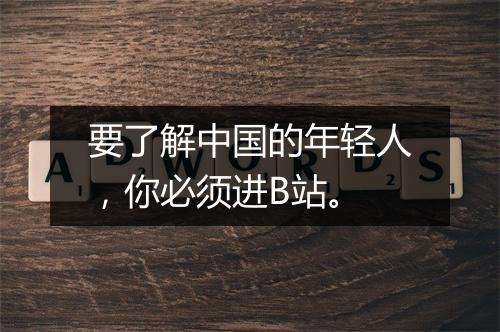 要了解中国的年轻人，你必须进B站。