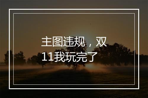 主图违规，双11我玩完了