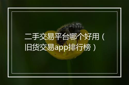 二手交易平台哪个好用（旧货交易app排行榜）