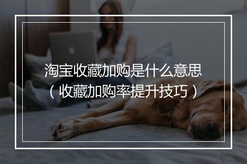 淘宝收藏加购是什么意思（收藏加购率提升技巧）