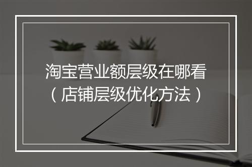 淘宝营业额层级在哪看（店铺层级优化方法）