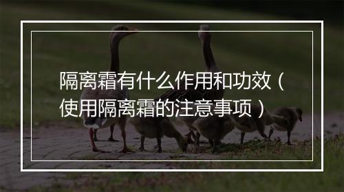 隔离霜有什么作用和功效（使用隔离霜的注意事项）