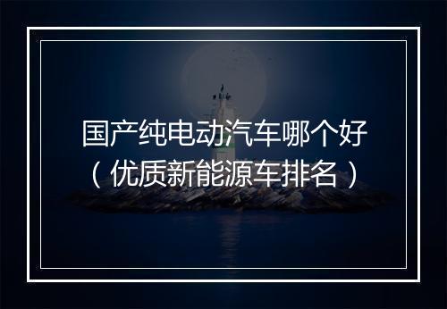 国产纯电动汽车哪个好（优质新能源车排名）