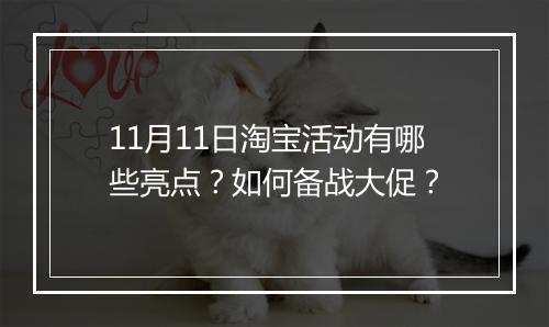 11月11日淘宝活动有哪些亮点？如何备战大促？