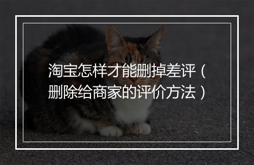 淘宝怎样才能删掉差评（删除给商家的评价方法）