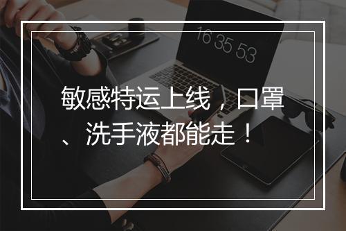 敏感特运上线，口罩、洗手液都能走！