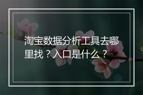 淘宝数据分析工具去哪里找？入口是什么？