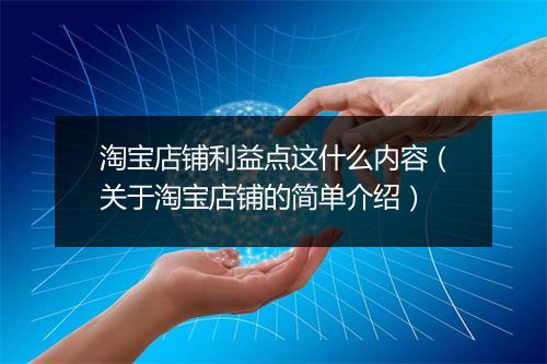 淘宝店铺利益点这什么内容（关于淘宝店铺的简单介绍）