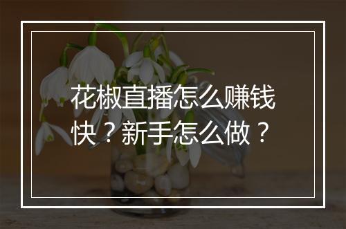 花椒直播怎么赚钱快？新手怎么做？