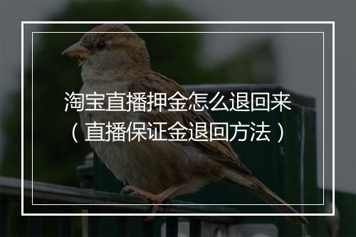淘宝直播押金怎么退回来（直播保证金退回方法）