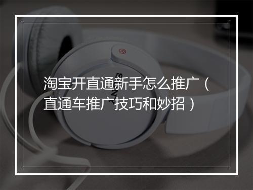 淘宝开直通新手怎么推广（直通车推广技巧和妙招）