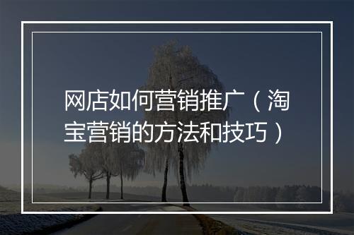网店如何营销推广（淘宝营销的方法和技巧）