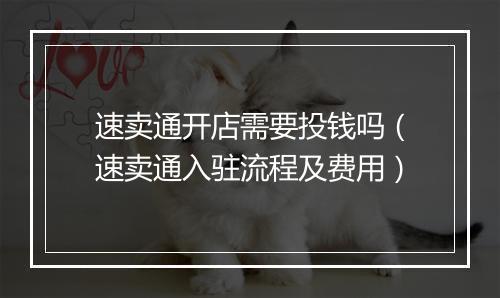 速卖通开店需要投钱吗（速卖通入驻流程及费用）