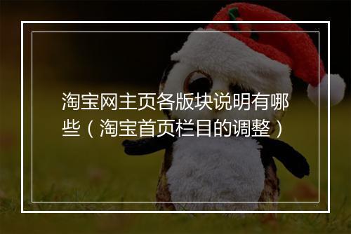 淘宝网主页各版块说明有哪些（淘宝首页栏目的调整）