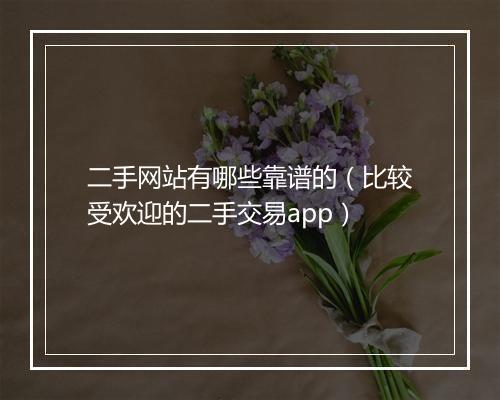 二手网站有哪些靠谱的（比较受欢迎的二手交易app）