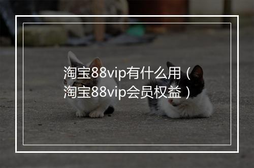 淘宝88vip有什么用（淘宝88vip会员权益）
