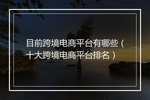 目前跨境电商平台有哪些（十大跨境电商平台排名）
